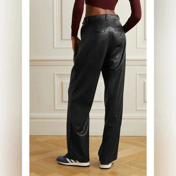 MOTHER Black Faux Leather Pant NWT Tunnel Vision Pleated Pants Size 29 - Picture 2 of 11